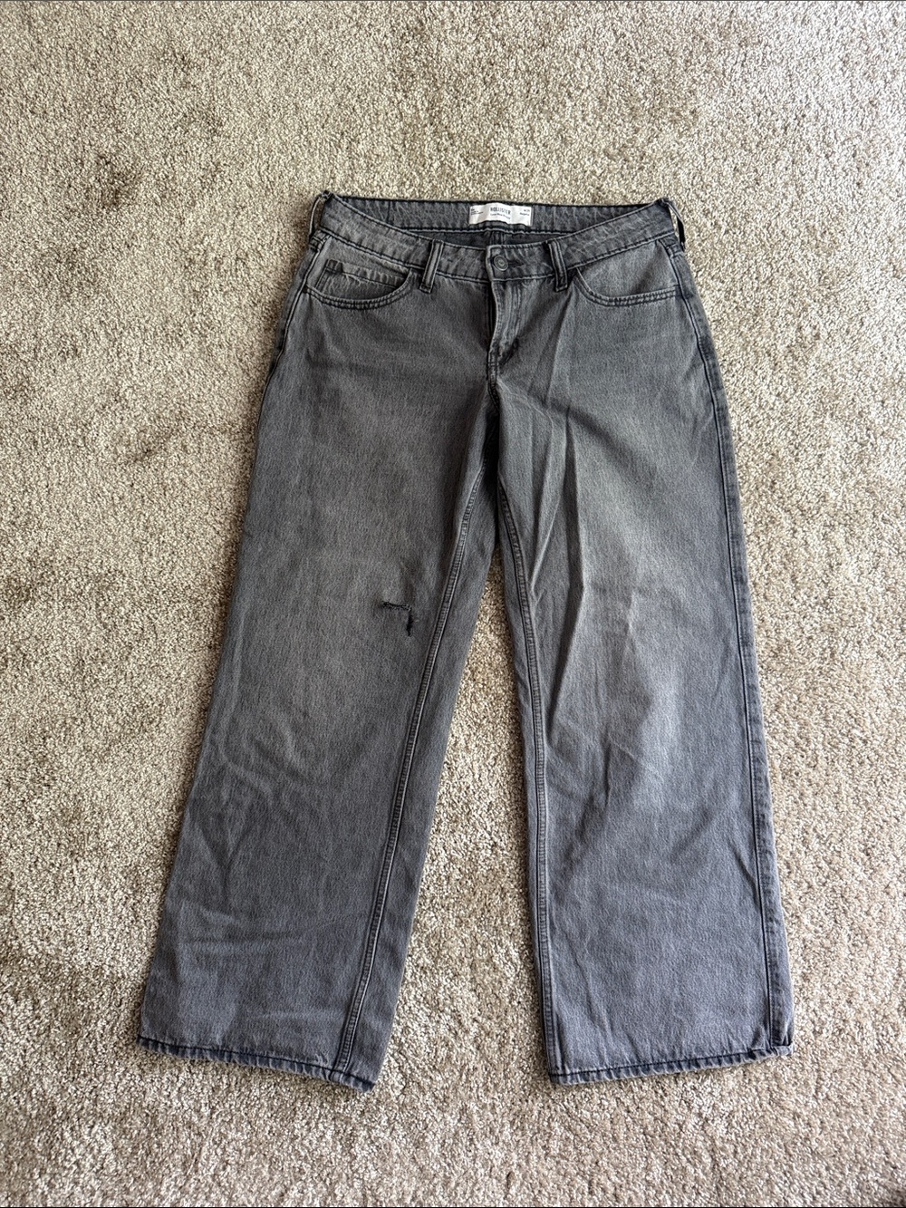 Gray Straight-Leg Low Rise Jeans